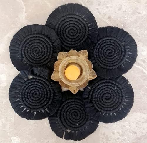 Macrame Coasters Set Of 4 Black - Leechoo